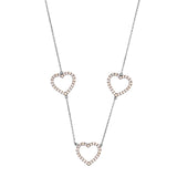 Black Rhodium Heart Trilogy Necklace with Champagne Stones