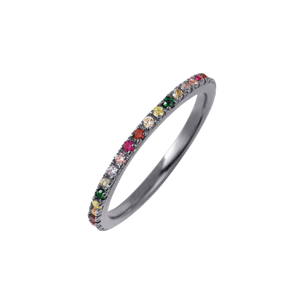 Black Rhodium Rainbow Stacking Ring