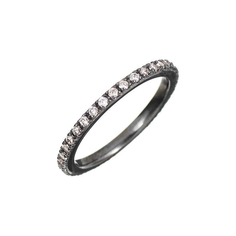 Black Rhodium Stacking Ring with Champagne Stones