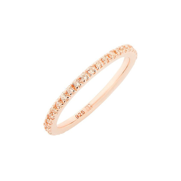 Rose Gold Stacking Ring with Champagne Stones