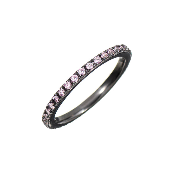 Black Rhodium Stacking Ring with Lilac Stones