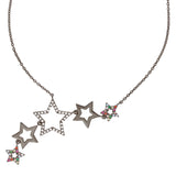 Black Rhodium Rainbow Star Cluster Necklace