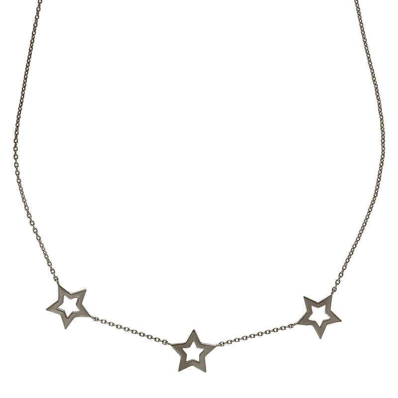 Black Rhodium Star Trio Necklace