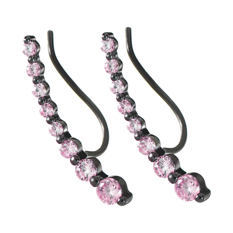 Black Rhodium Wing Stud Earrings with Rhodolite Stones