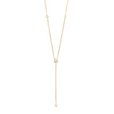 Gold Deep V Necklace with White Stones