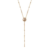 Gold Dot Chain Necklace with Champagne Stones