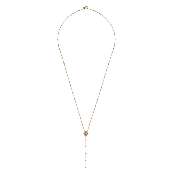 Gold Dot Chain Necklace with Champagne Stones