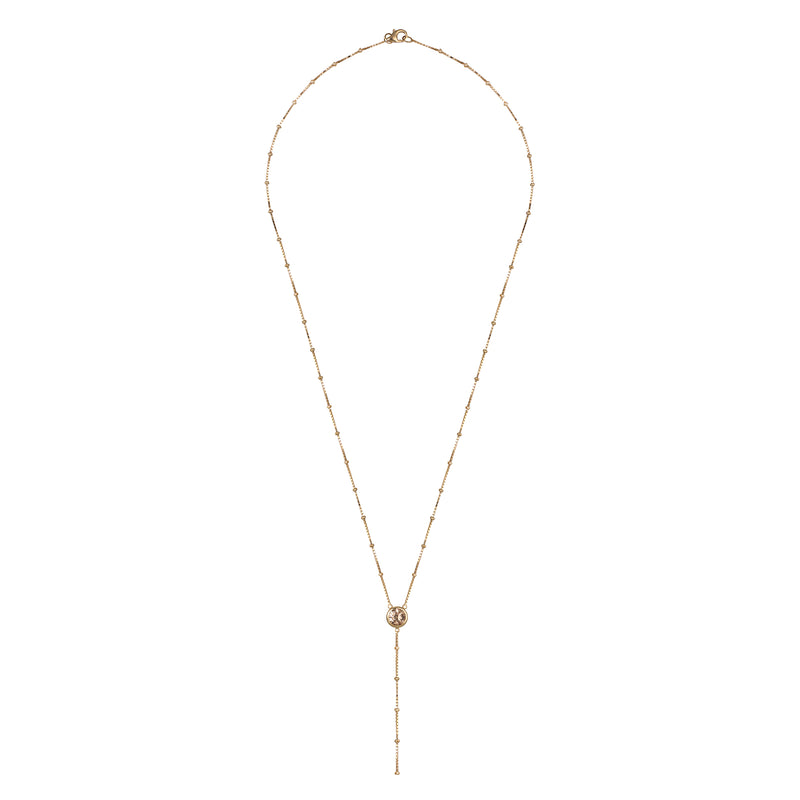 Gold Dot Chain Necklace with Champagne Stones