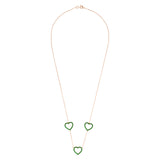 Gold Heart Trilogy Necklace with Green Stones