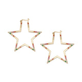 Gold Rainbow Large Star Hoops