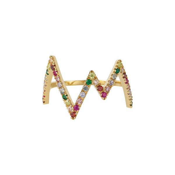 Gold Rainbow Heartbeat Ring