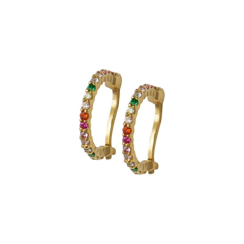 Gold Rainbow Huggy Hoops