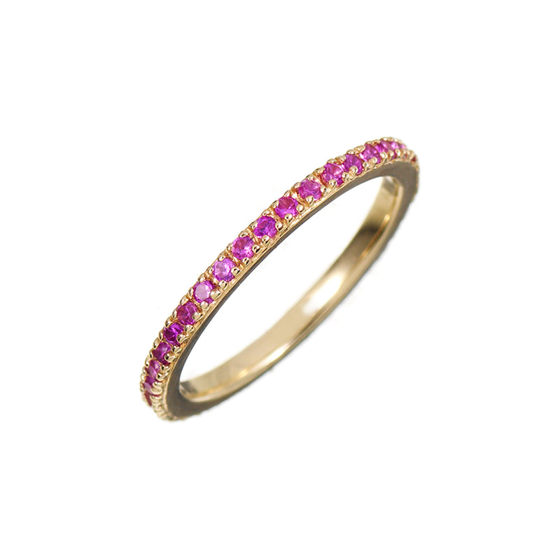 Gold Stacking Ring with Pink Stones