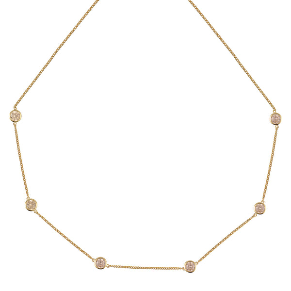 Gold Tight Chain Necklace with Champagne Stones