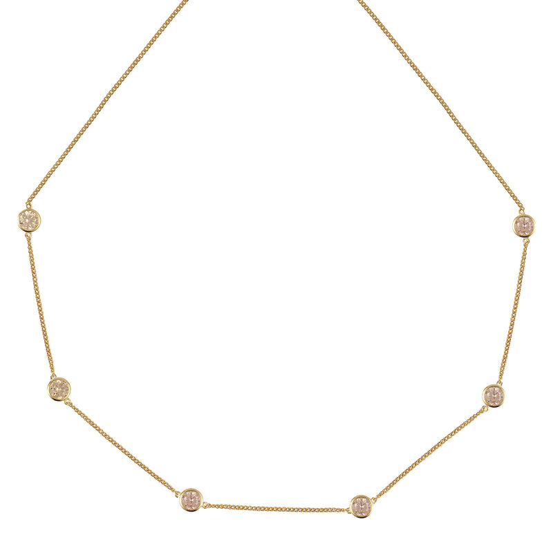 Gold Tight Chain Necklace with Champagne Stones