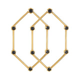 Gold Hexagon Earrings with Black Stones