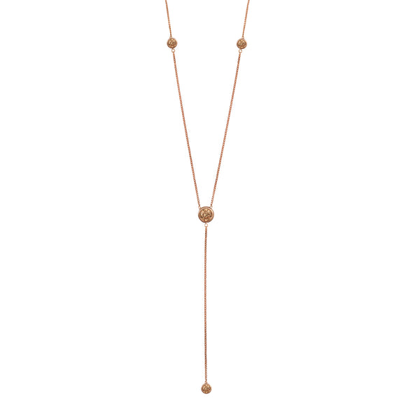 Rose Gold Deep V Necklace with Champagne Stones