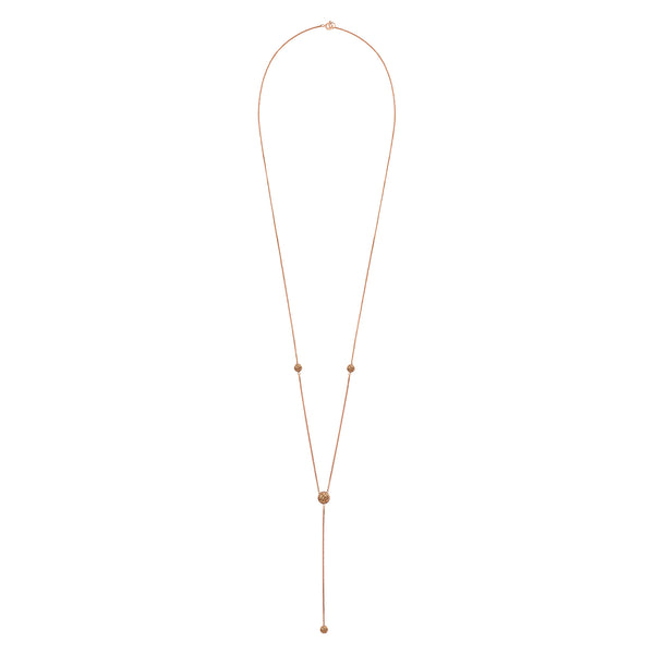 Rose Gold Deep V Necklace with Champagne Stones