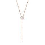 Rose Gold Dot Chain Necklace with White Stones