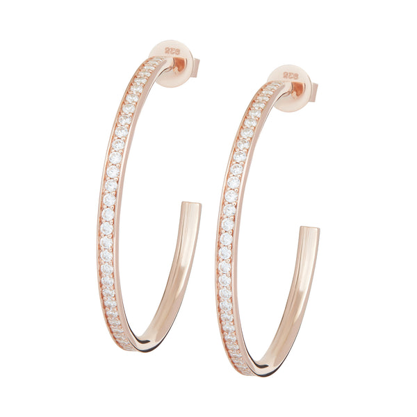 Rose Gold Large Embellished Hoops