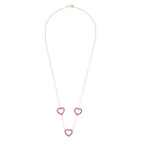 Rose Gold Heart Trilogy Necklace with Pink Stones