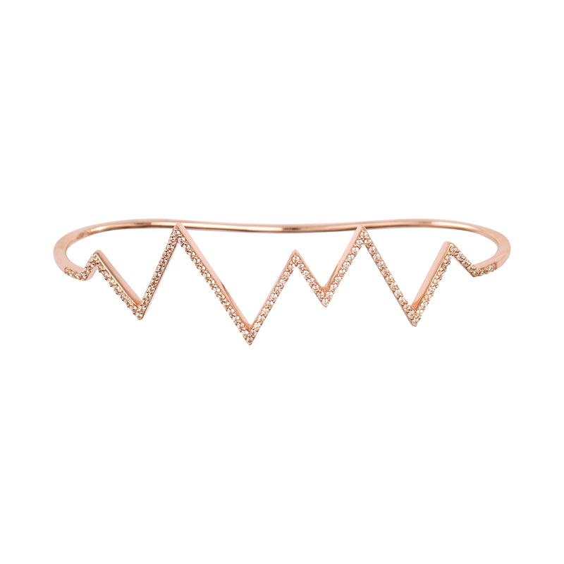 Rose Gold Heartbeat Hand Cuff with Champagne Stones