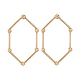 Rose Gold Hexagon Earrings with Champagne Stones