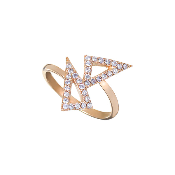 Rose Gold Kite Ring with White Stones