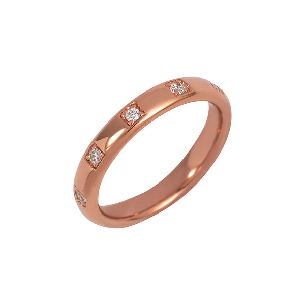 Rose Gold Single Band Ring with Champagne Stones