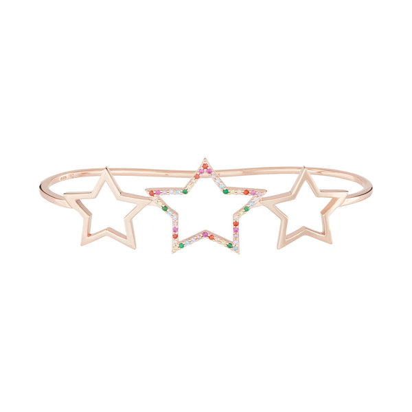 Rose Gold Rainbow Star Hand Cuff