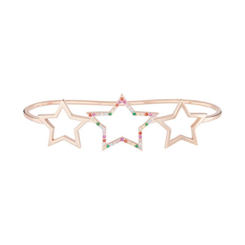 Rose Gold Rainbow Star Hand Cuff