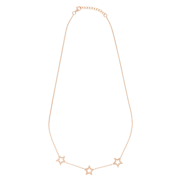 Rose Gold Star Trio Necklace