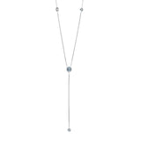 Silver Deep V Necklace with Aqua Stones