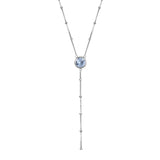 Silver Dot Chain Necklace with Aqua Stones