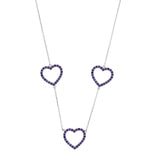 Silver Heart Trilogy Necklace with Purple Stones