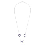 Silver Heart Trilogy Necklace with Purple Stones