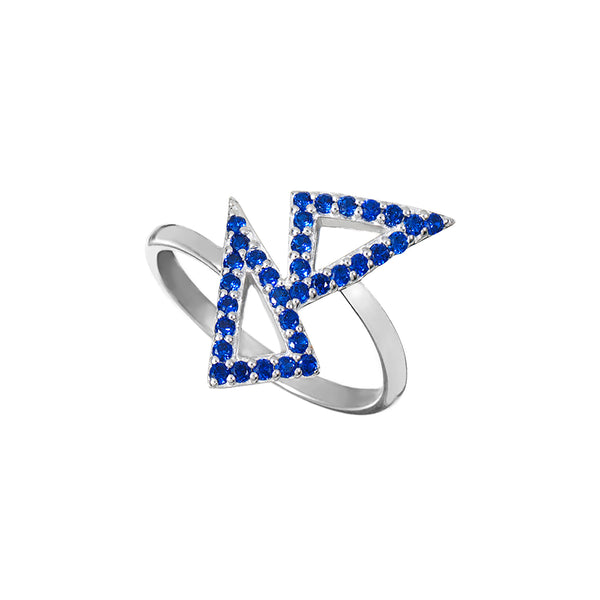 Silver Kite Ring with Blue Stones