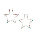 Silver Rainbow Large Star Hoops