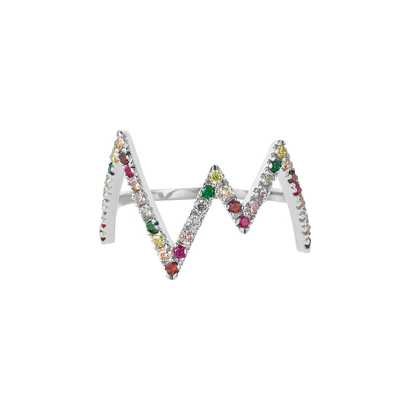 Silver Rainbow Heartbeat Ring