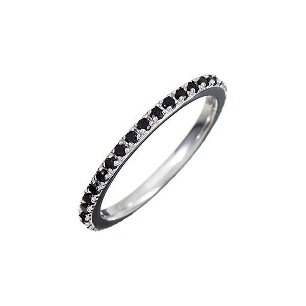 Silver Stacking Ring with Black Stones