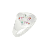 Silver Star Rainbow Signet Ring