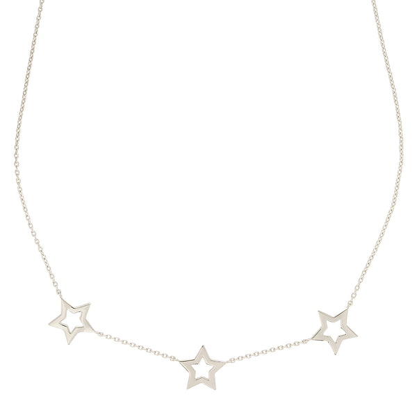 Silver Star Trio Necklace