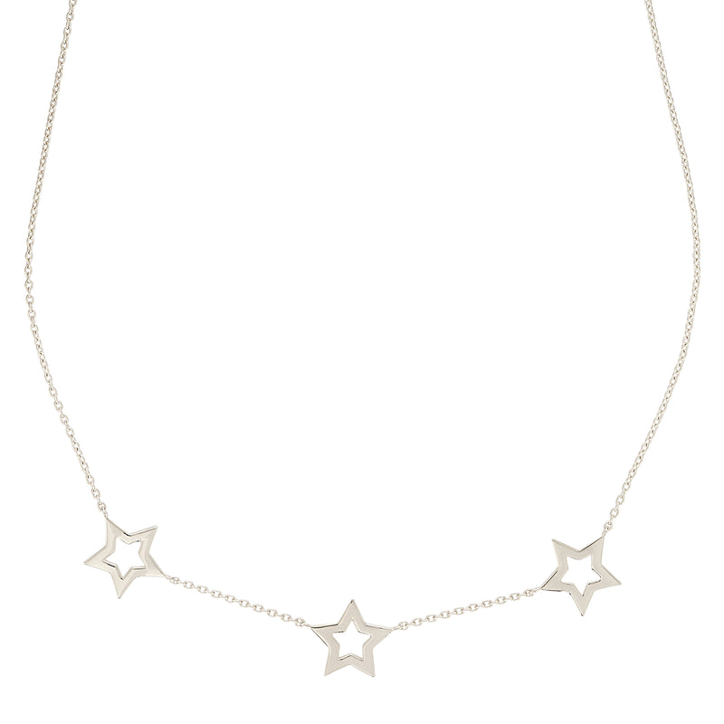 Silver Star Trio Necklace