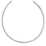 Silver Bangle Necklace with White Stones