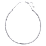 Silver Bangle Necklace with White Stones